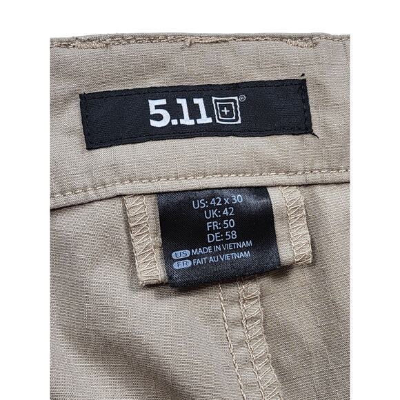 5.11 Tactical Pants Mens 42x30 Cargo Khaki Ripstop Utility Work Outdoor Hiking - Picture 5 of 15